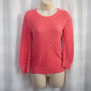 100% Cotton Crochet Coral Pink Sweater